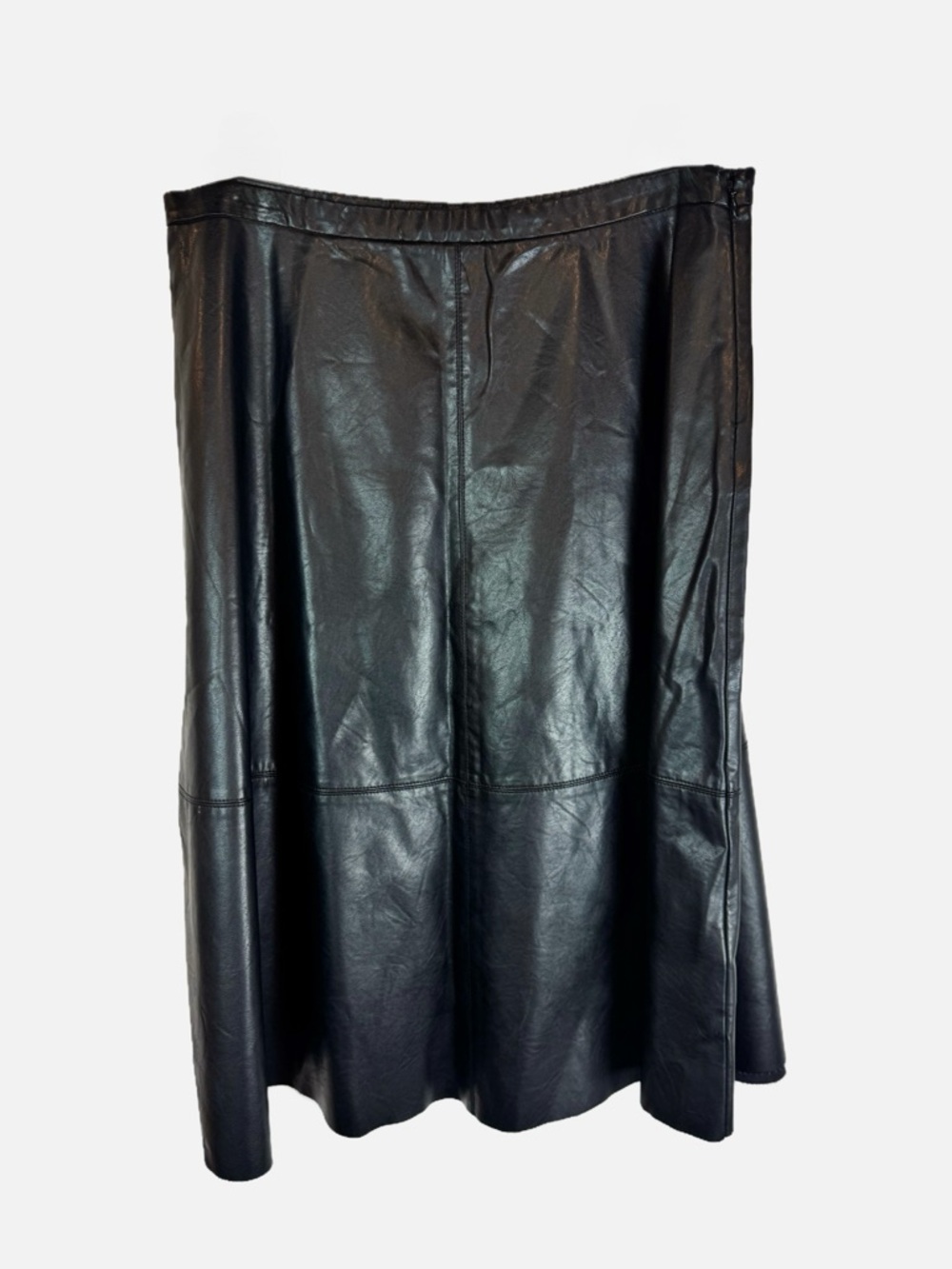 Lord & Taylor | Black Faux Leather A-Line Skirt, 14